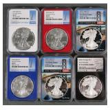 (6) 2020 SILVER EAGLES NGC