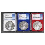 (3) 2019 SILVER EAGLES MS70