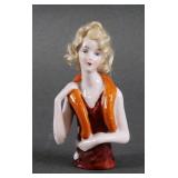 PORCELAIN HALF DOLL PINCUSHION, GERMANY