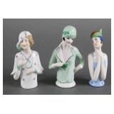 PORCELAIN HALF DOLL PINCUSHIONS (3), GERMANY