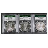 (3) SILVER EAGLES PCGS MS69 MS70