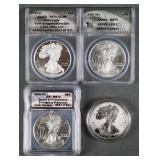 (4) SILVER EAGLES ICG ANACS