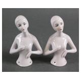 PORCELAIN HALF DOLL PINCUSHIONS (2), GERMANY