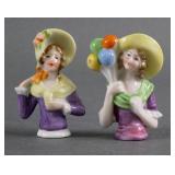 PORCELAIN HALF DOLL PINCUSHIONS (2), GERMANY