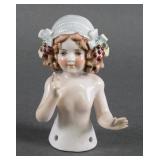 PORCELAIN HALF DOLL PINCUSHION, GERMANY