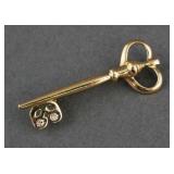14K GOLD SKELETON KEY PIN, DIAMONDS