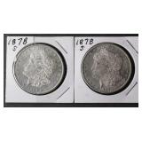 (2) 1878-S MORGAN SILVER DOLLARS