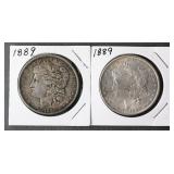 (2) 1889 MORGAN SILVER DOLLARS