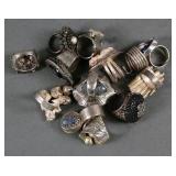 (13) STERLING RINGS 185.0 GRAMS TW