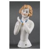 PORCELAIN HALF DOLL PINCUSHION, GERMANY