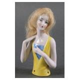 PORCELAIN HALF DOLL PINCUSHION, GERMANY