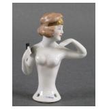 PORCELAIN HALF DOLL PINCUSHION, ART DECO GERMANY