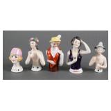 PORCELAIN HALF DOLL PINCUSHIONS (5), GERMANY