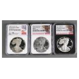 (3) SILVER EAGLES NGC PF69 MS69