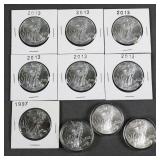 (10) SILVER EAGLES 1997-2013
