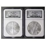(2) 2005 SILVER EAGLES NGC MS69