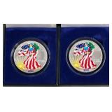 (2) 2000 AMERICAN SILVER EAGLES FULL COLOR