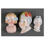 PORCELAIN HALF HEAD DOLLS (3), GERMANY