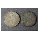 1851 & 1853 3C SILVER TRIME COINS