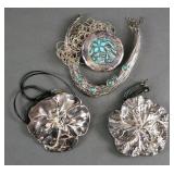 (4) STERLING SILVER MARKED PENDANTS