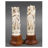 (2) IVORY INDIA CARVED GODDESS