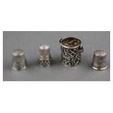 (4) STERLING THIMBLE BUCKET & THIMBLES