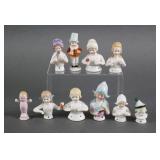 PORCELAIN HALF DOLL PINCUSHIONS (10), GERMANY