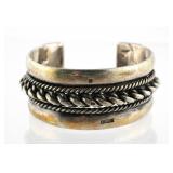 BEDOUIN HEAVY SILVER BRAIDED CUFF BRACELET