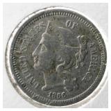 COINS: 1866 THREE CENT PIECE