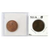 COINS: TWO CENTS (2), 1866 & 1868