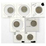 COINS: 1883 AND 1904 V NICKELS (7)