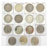 COINS: (15) EISENHOWER DOLLARS, INCL SILVER