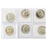 COINS: KENNEDY 40% HALF DOLLARS (6)