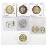 COINS: SILVER HALVES & QUARTERS (8)