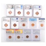 COINS: (13) GRADED LINCOLN CENTS