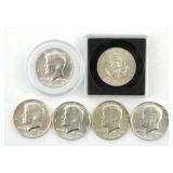 COINS: 1964 KENNEDY HALF DOLLARS (6)