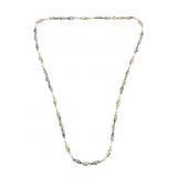 18K GOLD, STERLING & PEARL NECKLACE, 30"