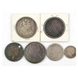 (6) FOREIGN SILVER COINS 1796-1894