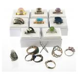 (16) VINTAGE STERLING SILVER RINGS