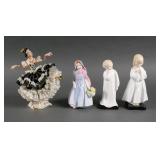 (4) GROUPING OF DOULTON AND DRESDEN FIGURINES