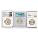 COINS: (3) GRADED BU HALF & QUARTER