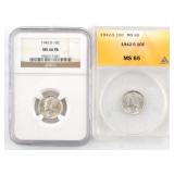 COINS: MERCURY DIMES (2), GRADED BU