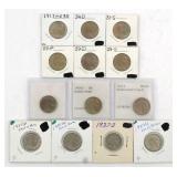 COINS: BUFFALO NICKELS (13), 1913-1937