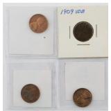COINS: LINCOLN CENTS (4), BETTER DATES