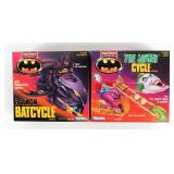 (2) 1990 KENNER BATMAN BATCYCLE & JOKER CYCLE