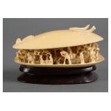 CARVED IVORY DREAM SHELL DIORAMA
