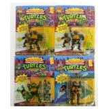 (4) 1989 TMNT WACKY ACTION FIGURES MOC