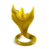 MURANO STYLE ART GLASS YELLOW SWIRL VASE