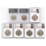 COINS: (7) GRADED KENNEDY HALF DOLLARS