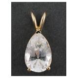 14K GOLD WHITE STONE PENDANT